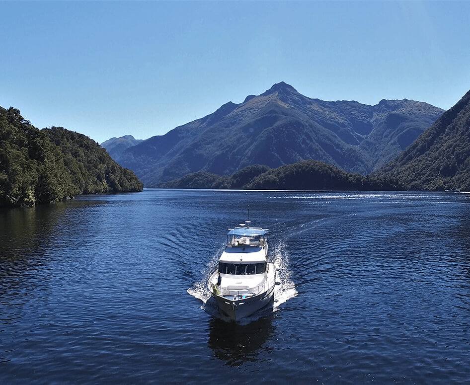 The Southern Secret cruising on the calm waters of Doubtful Sound